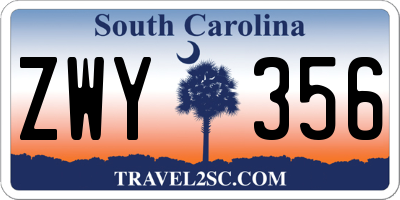SC license plate ZWY356