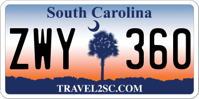 SC license plate ZWY360