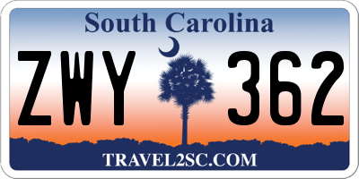 SC license plate ZWY362
