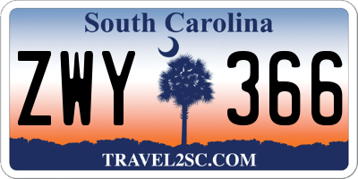 SC license plate ZWY366