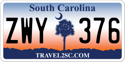 SC license plate ZWY376