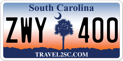 SC license plate ZWY400