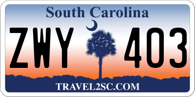 SC license plate ZWY403