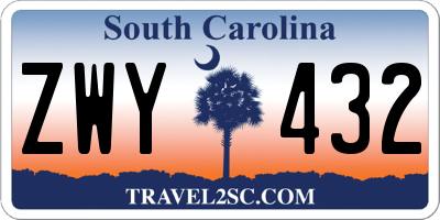 SC license plate ZWY432