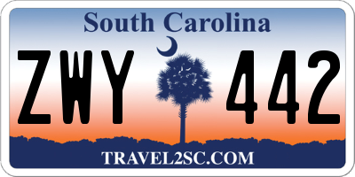SC license plate ZWY442