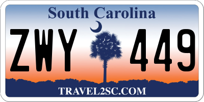 SC license plate ZWY449