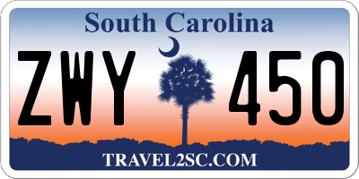 SC license plate ZWY450