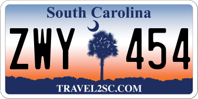 SC license plate ZWY454