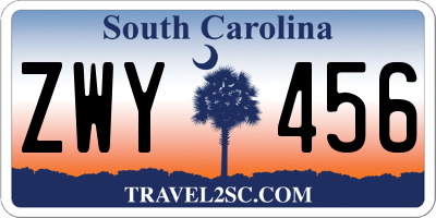 SC license plate ZWY456