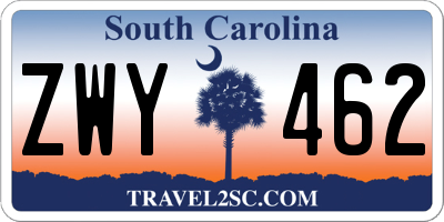 SC license plate ZWY462