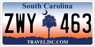 SC license plate ZWY463