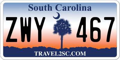 SC license plate ZWY467