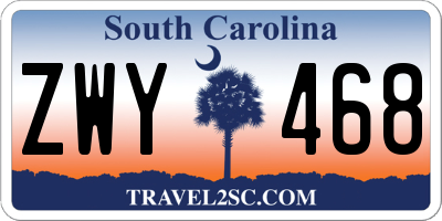 SC license plate ZWY468
