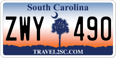 SC license plate ZWY490