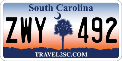 SC license plate ZWY492