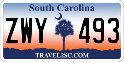 SC license plate ZWY493