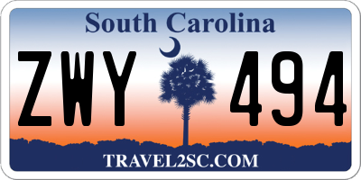 SC license plate ZWY494