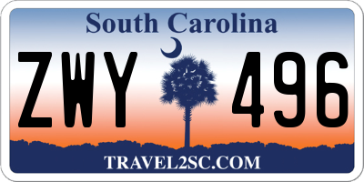 SC license plate ZWY496
