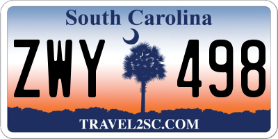 SC license plate ZWY498