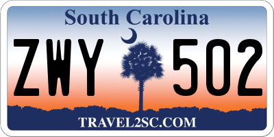 SC license plate ZWY502