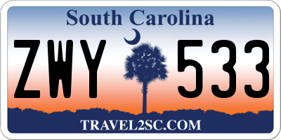 SC license plate ZWY533