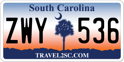 SC license plate ZWY536