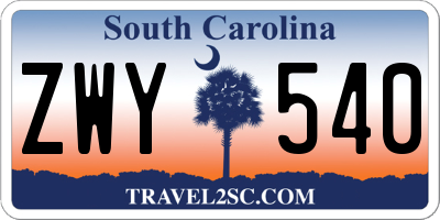 SC license plate ZWY540