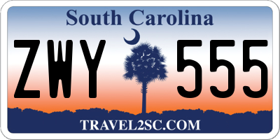 SC license plate ZWY555