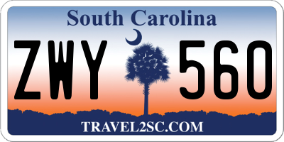 SC license plate ZWY560