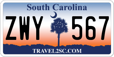 SC license plate ZWY567