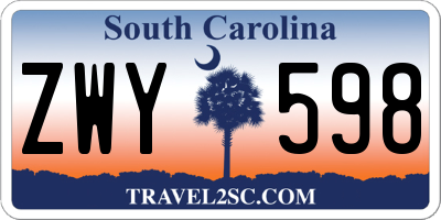 SC license plate ZWY598