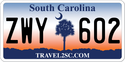 SC license plate ZWY602