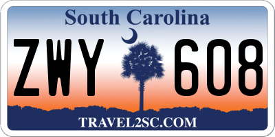 SC license plate ZWY608