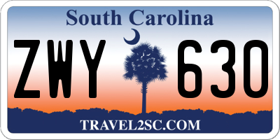 SC license plate ZWY630
