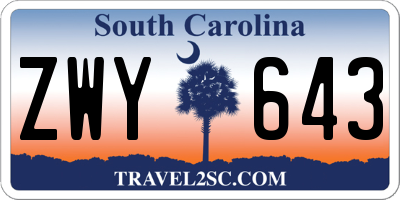 SC license plate ZWY643