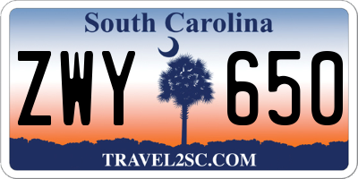 SC license plate ZWY650