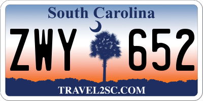 SC license plate ZWY652