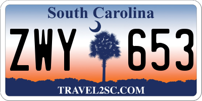 SC license plate ZWY653