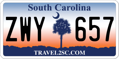 SC license plate ZWY657