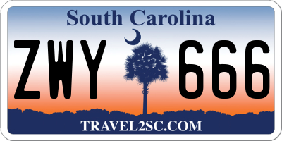 SC license plate ZWY666