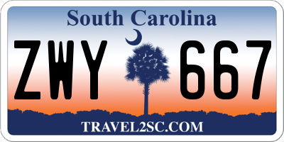 SC license plate ZWY667