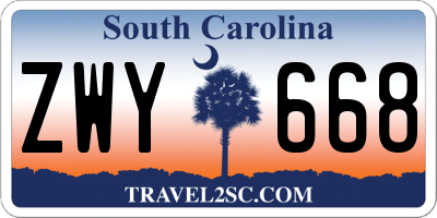SC license plate ZWY668