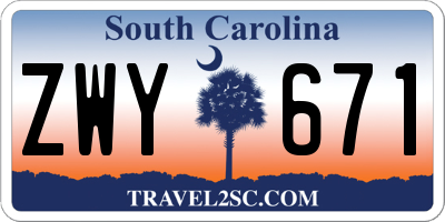 SC license plate ZWY671
