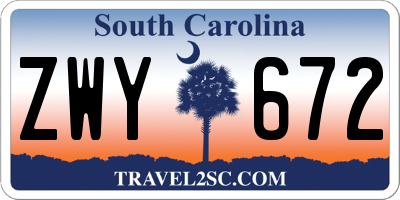 SC license plate ZWY672
