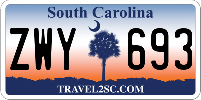 SC license plate ZWY693