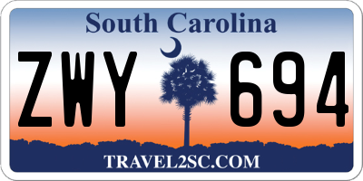 SC license plate ZWY694