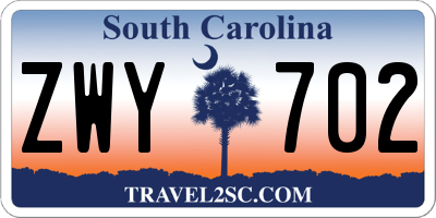 SC license plate ZWY702