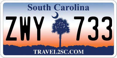 SC license plate ZWY733