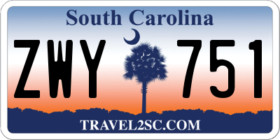 SC license plate ZWY751