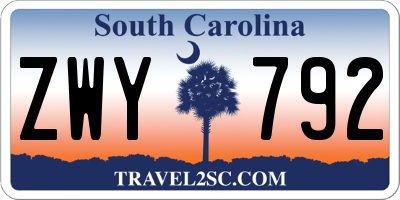 SC license plate ZWY792